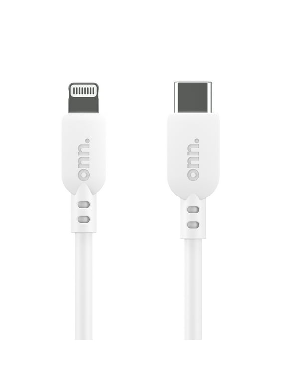 onn. 6' Lightning to USB-C Charging Cable for iPhone, iPad,  Mfi Certificated, White, Single Pack