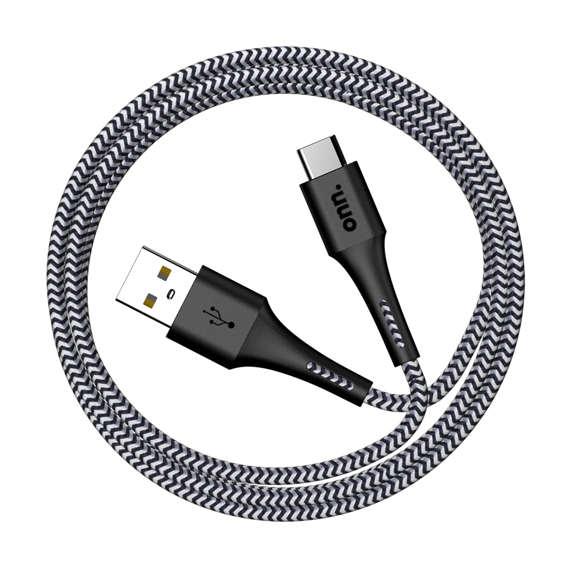 onn 6ft USB-A to USB-C Soft-touch Braided Charging Cable, USB IF Certified, Black