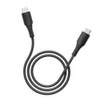 onn 6ft USB-C to USB-C braided charging cable, USB IF certified, fast charging, Black