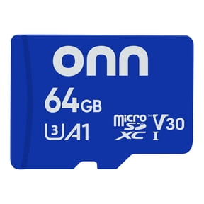 onn 64GB C10 U3 V30 A1 microSDXC Flash Memory Card with Adapter, for Phones, Tablets & Drones