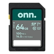 onn. 64GB Class 10 U3 SDXC Flash Memory Card