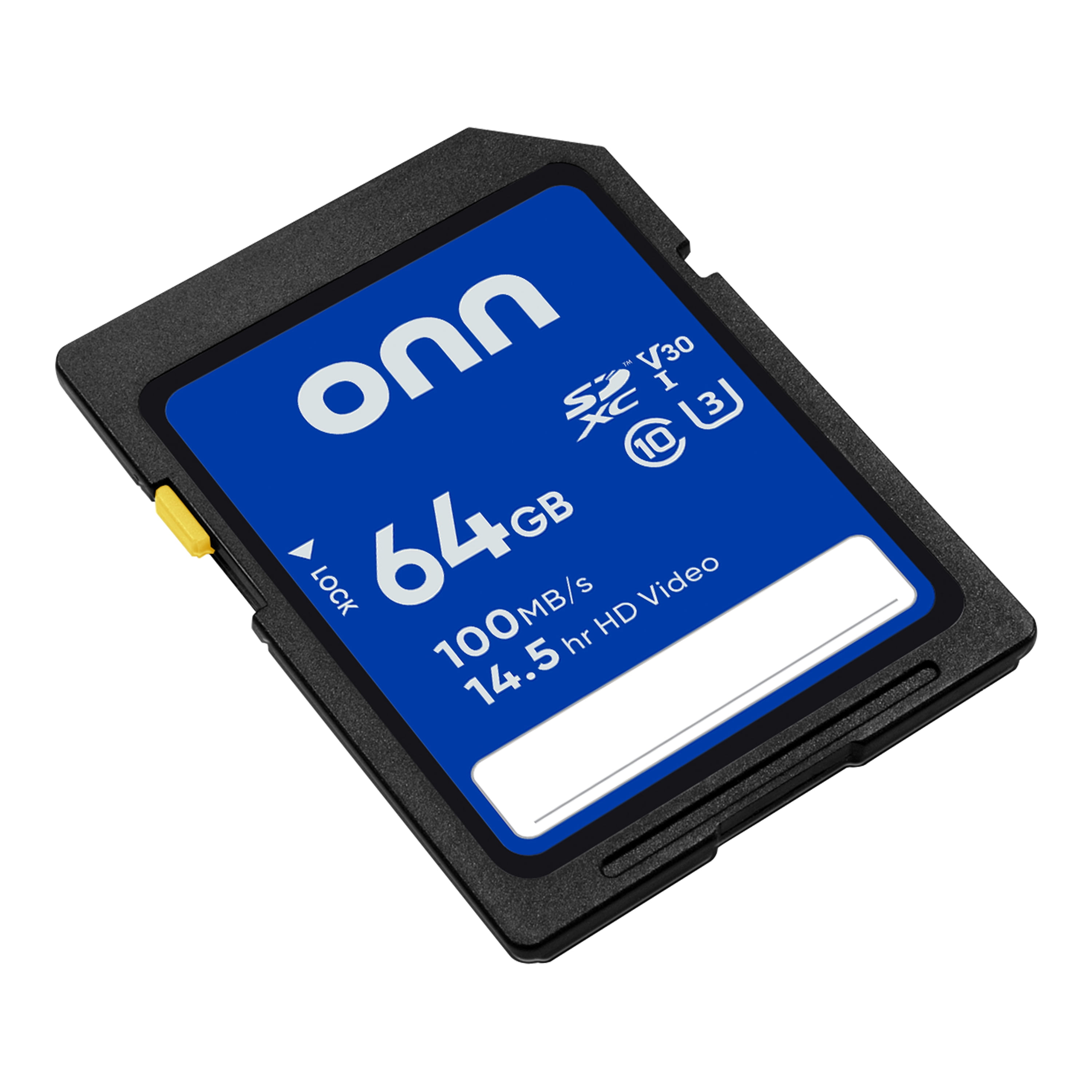 onn 64GB C10 U3 V30 SDXC Flash Memory Card, UHS-I, 4K UHD, for DSLR Cameras, Point & Shoot Cameras