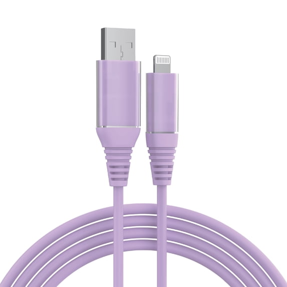 onn Lightning to USB-A Cable, 6 ft, Purple