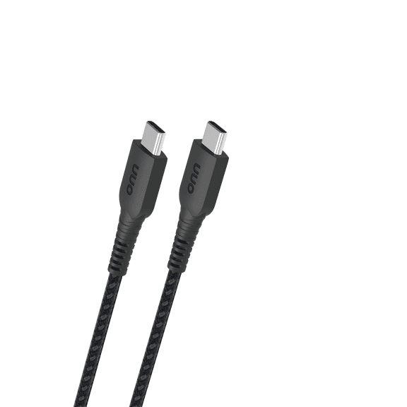 onn 6 ft USB-C to USB-C Braided Cable, USB-IF Certified, Black