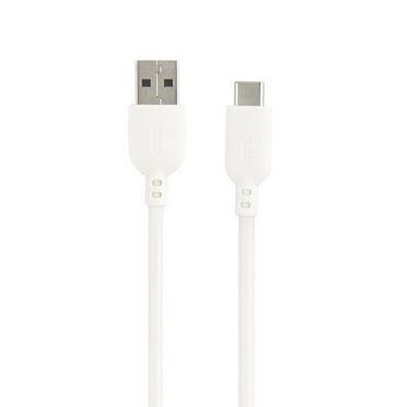 Onn 6ft USB-C to USB-A charging cable, USB-IF certified, white