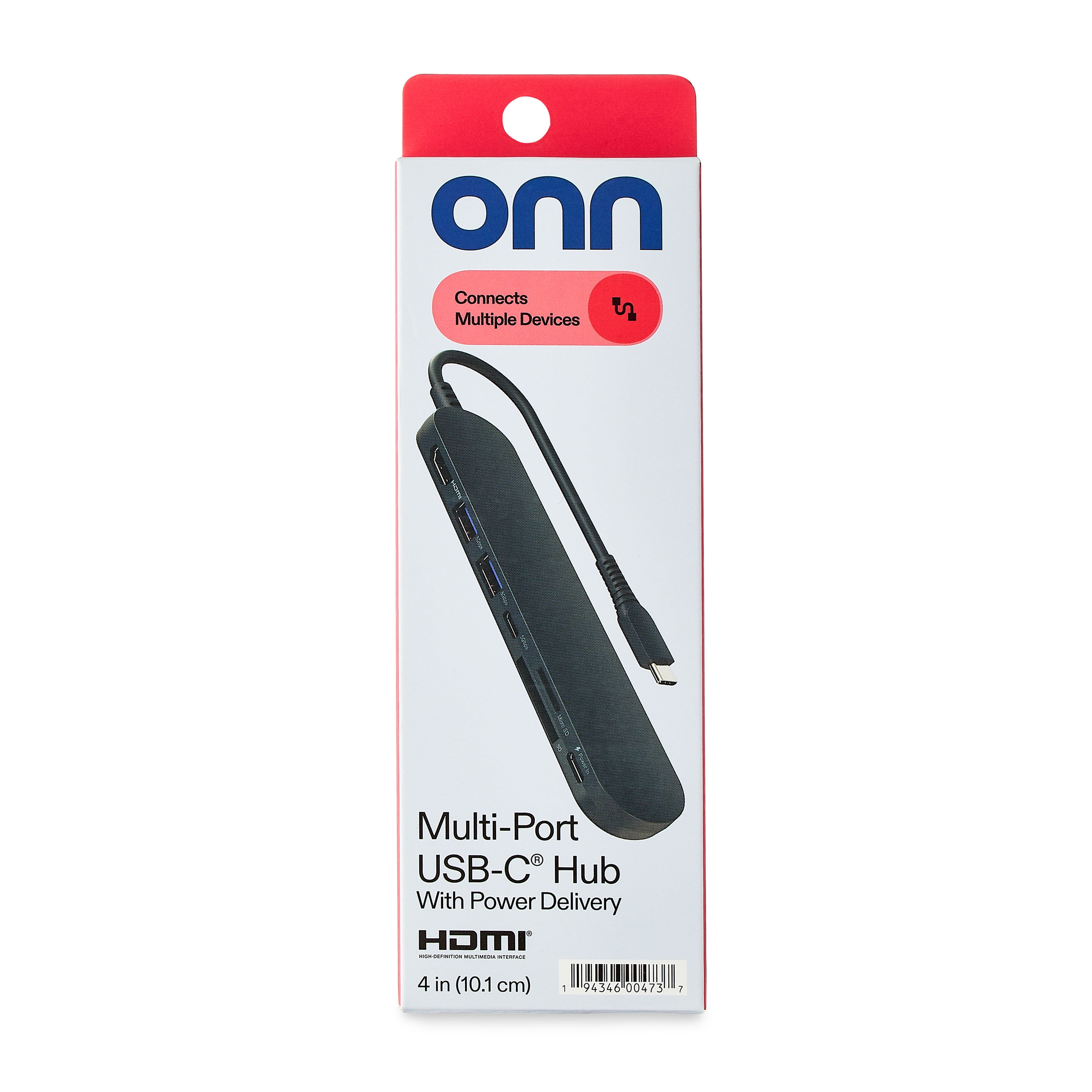 onn 7-in-1 USB C Hub with 4K HDMI, 100W PD Charging, 3 USB Ports, SD/TF Card Readers