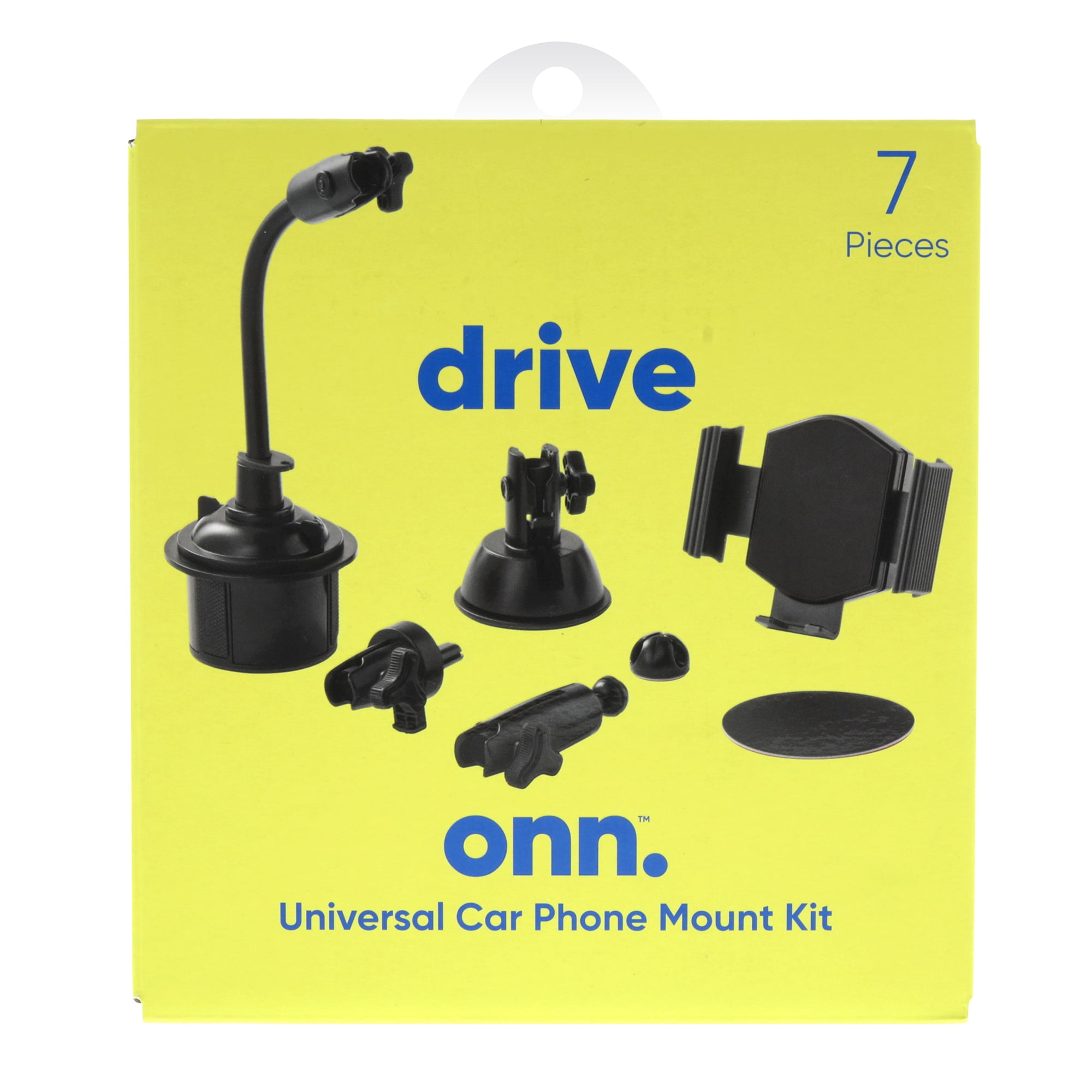 onn. 7-in-1 Universal Car Phone Mount Kit, Cup Holder, Vent, Dash, Windshield with Adjustable Ball Joint