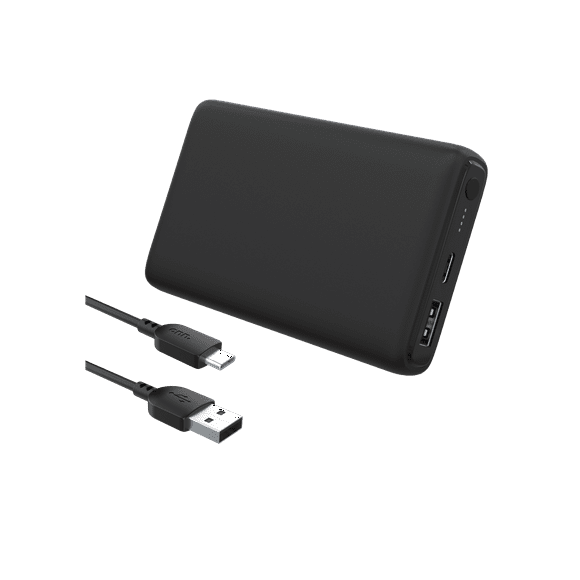 onn 8,000 mAh dual USB-C/USB-A port portable battery, Black