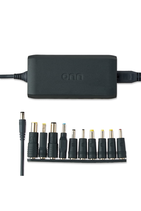 . 90W Universal Laptop Charger with 10 Interchangeable Tips, Total 10 Feet Power Cords, Fits Most Laptops Like HP, Dell, Lenovo, onn.