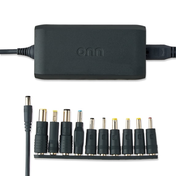 onn. 90W Universal Laptop Charger with 10 Interchangeable Tips, Total 10 Feet Power Cords, Fits Most Laptops Like HP, Dell, Lenovo, onn.