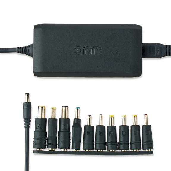 Open Box onn. 90W Universal Laptop Charger with 10 Interchangeable Tips, Total 10 Feet Power Cords, Fits Most Laptops Like HP, Dell, Lenovo, onn.
