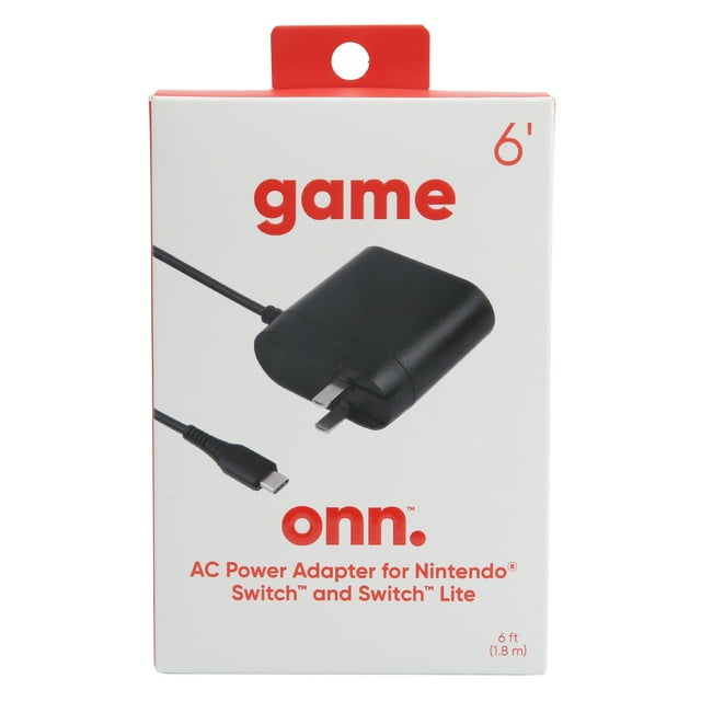 onn. AC Power Adapter for Nintendo Switch & Switch Lite Cable, 6 ft ...