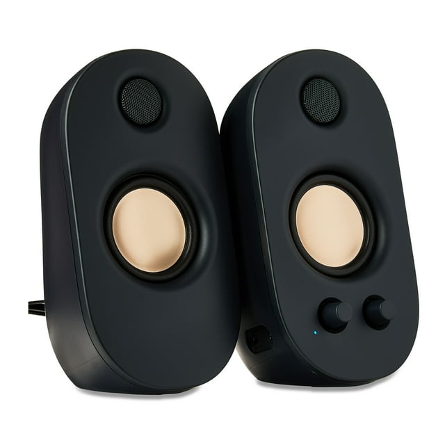 onn AC Powered Computer Speakers with Volume and Bass Controls, 7.32 ...