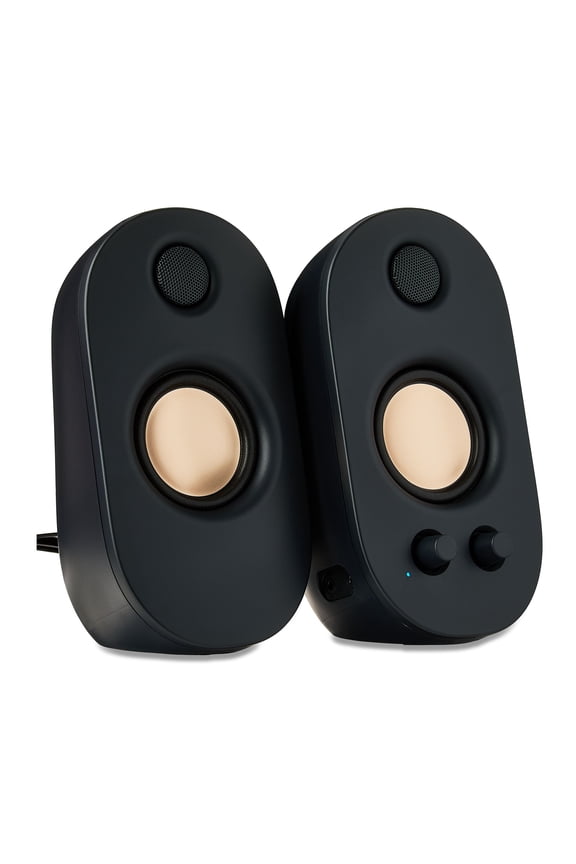 AC Powered Computer Speakers with Volume and Bass Controls, 7.32" Height