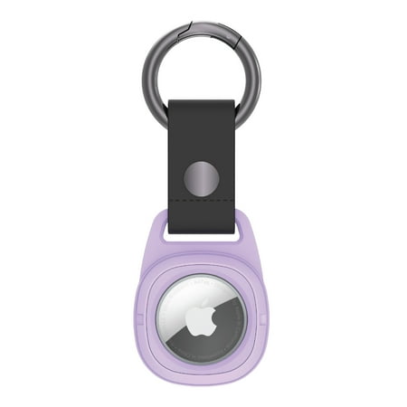 onn. AirTag Rugged Holder with Carabiner-style Ring - Lavender Sky