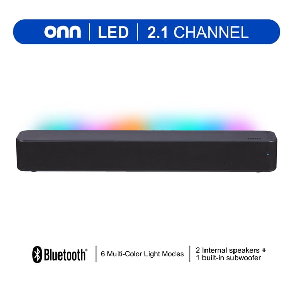 Open Box onn Bluetooth 2.0 Channel Soundbar with Multi-Color LED Lighting, 20", Black