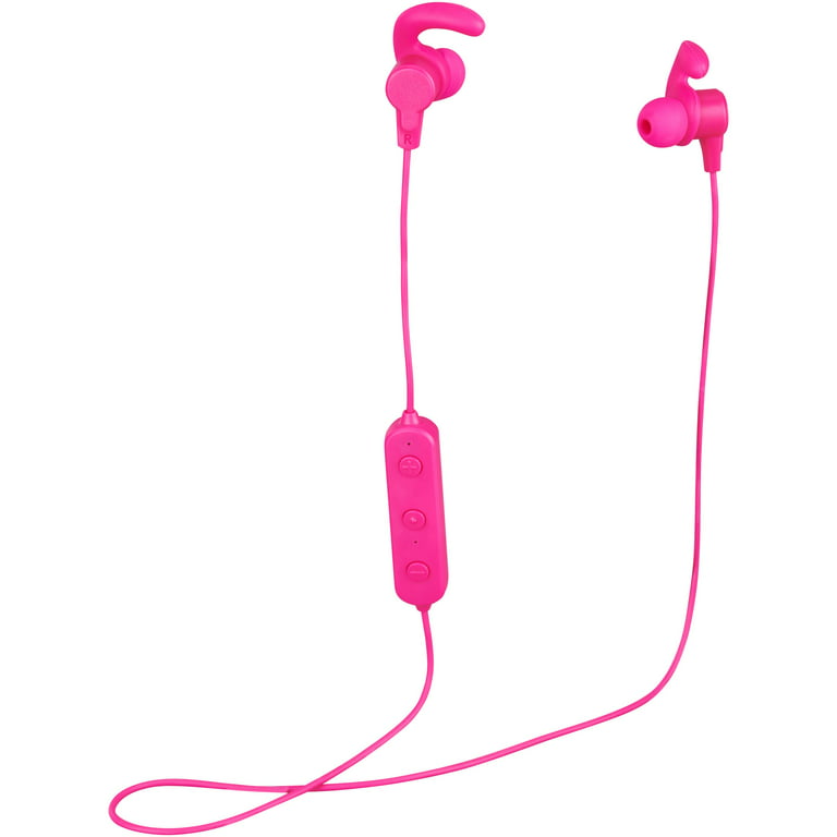 onn. Bluetooth Headphones with Micro-USB Cable, In-Ear Charging Pink