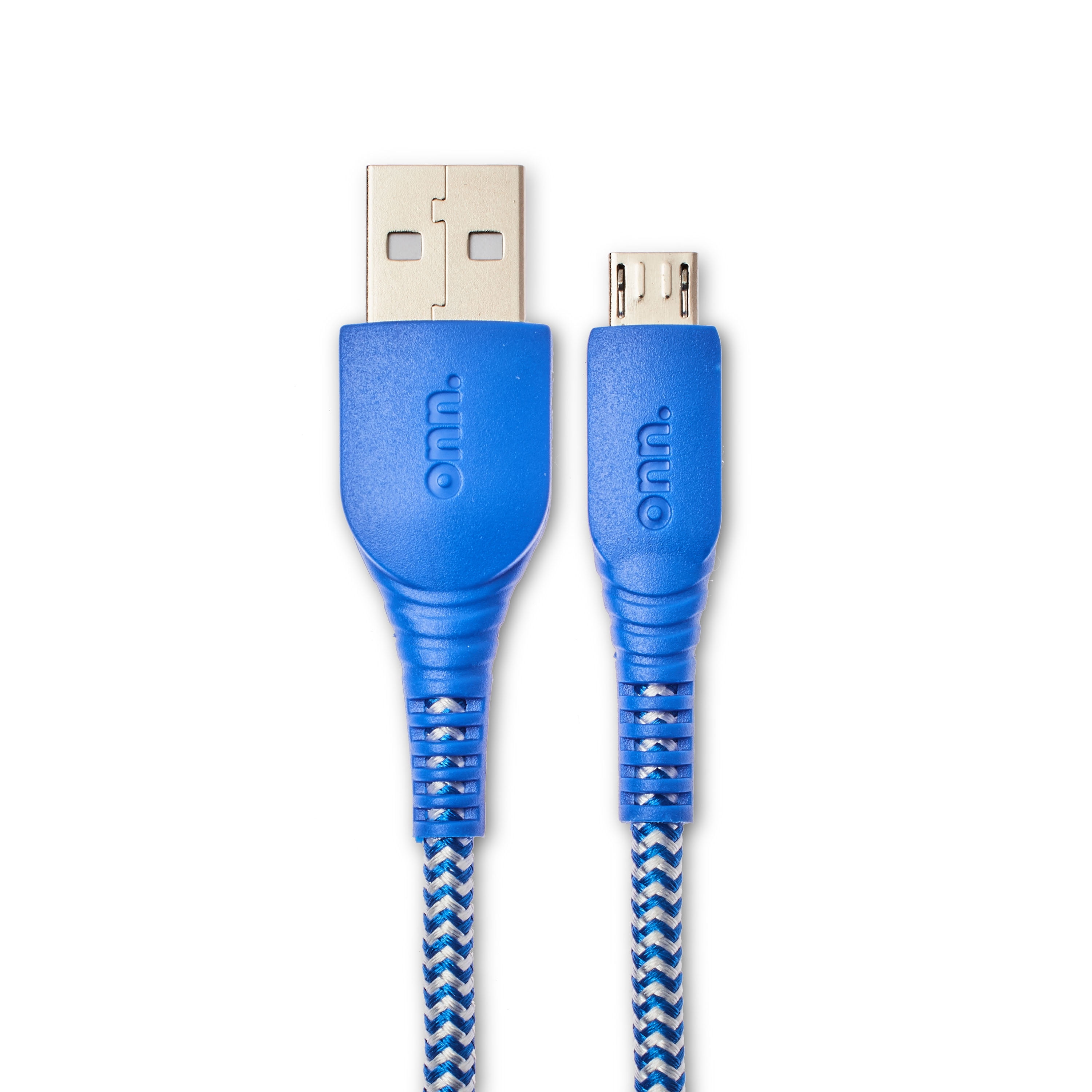 onn. Braided MicroUSB to USB Cable Blue