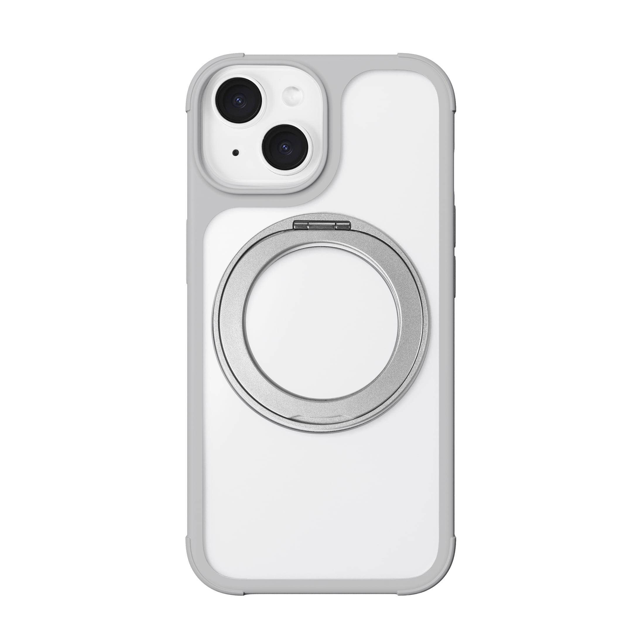 onn iPhone 13/14/15/16E/17E Bumper Phone Case with MagSafe & 360 Ring Kickstand, Clear