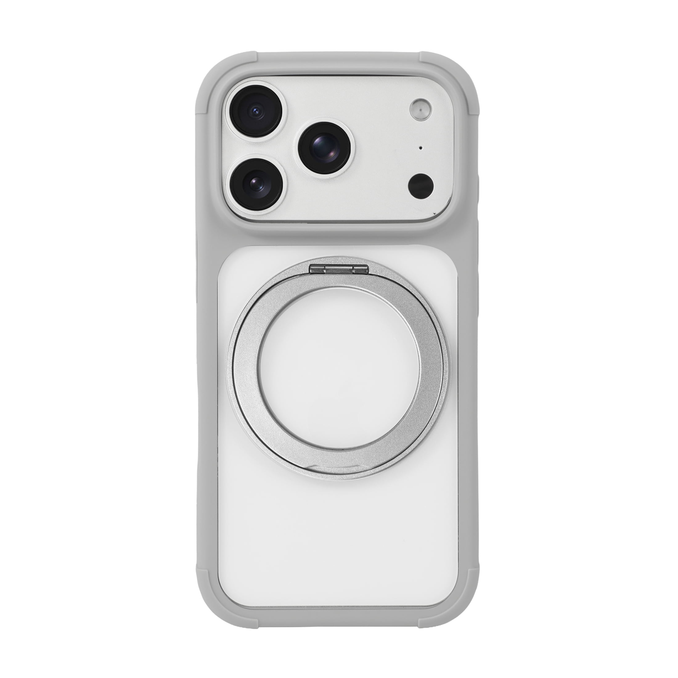 onn iPhone 18 Pro and iPhone 17 Pro Bumper Phone Case with MagSafe & 360° Ring Kickstand, Clear