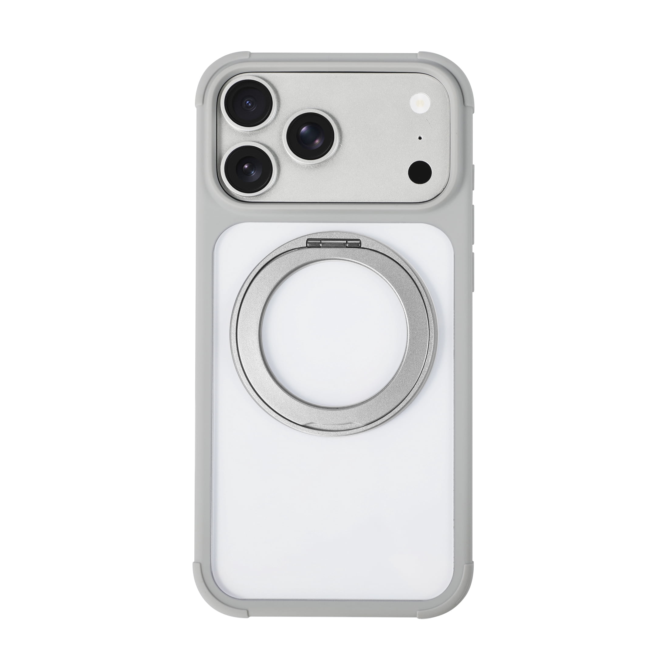 onn iPhone 18 Pro Max and iPhone 17 Pro Max Bumper Cell Phone Case with MagSafe & 360 Ring Kickstand, Clear