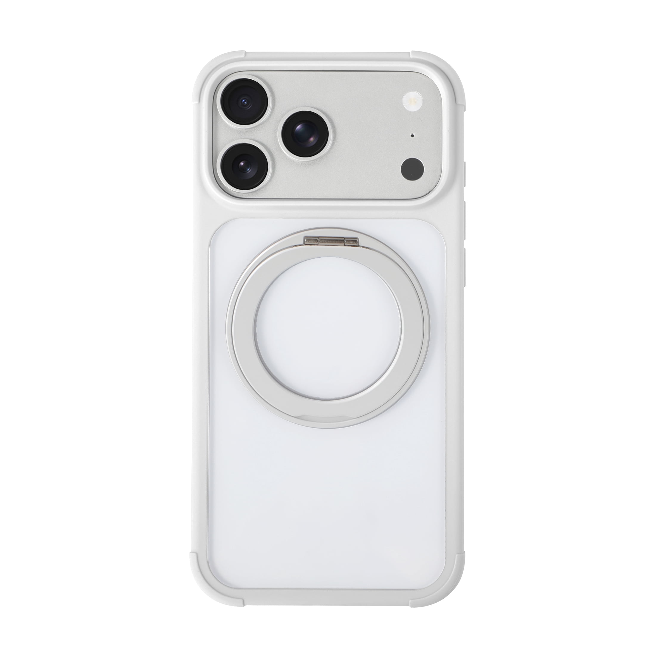 onn iPhone 18 Pro Max and iPhone 17 Pro Max Bumper Phone Case with MagSafe & 360 Ring Kickstand, White