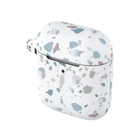 onn. Charging Case Cover for Apple AirPods (1st, 2nd generation) - White Terrazzo