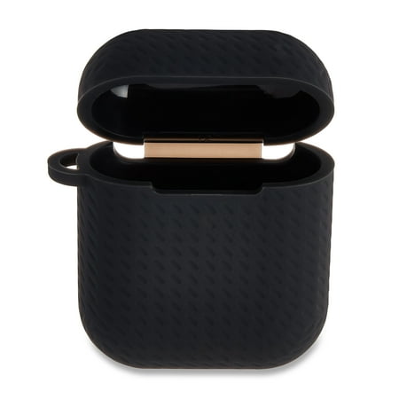 onn. Silicone Charging Case Cover for Apple AirPods (1st and 2nd generation) - Textured Black