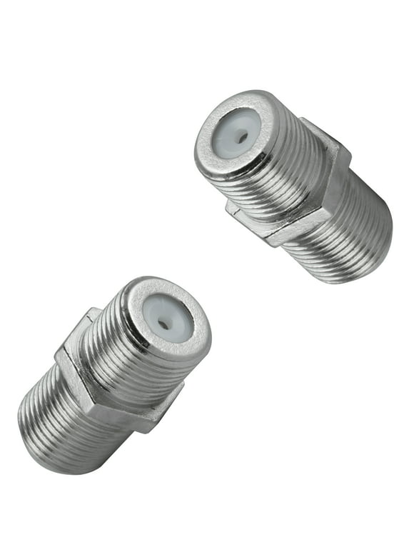 onn. Coaxial Cable Extension Adapters, 2 Pack, Silver