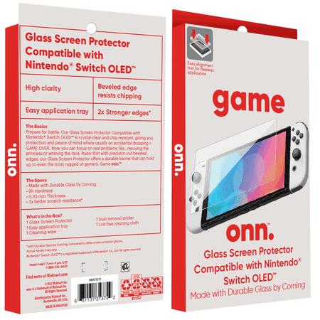 onn. Corning Glass Screen Protector for Nintendo Switch OLED