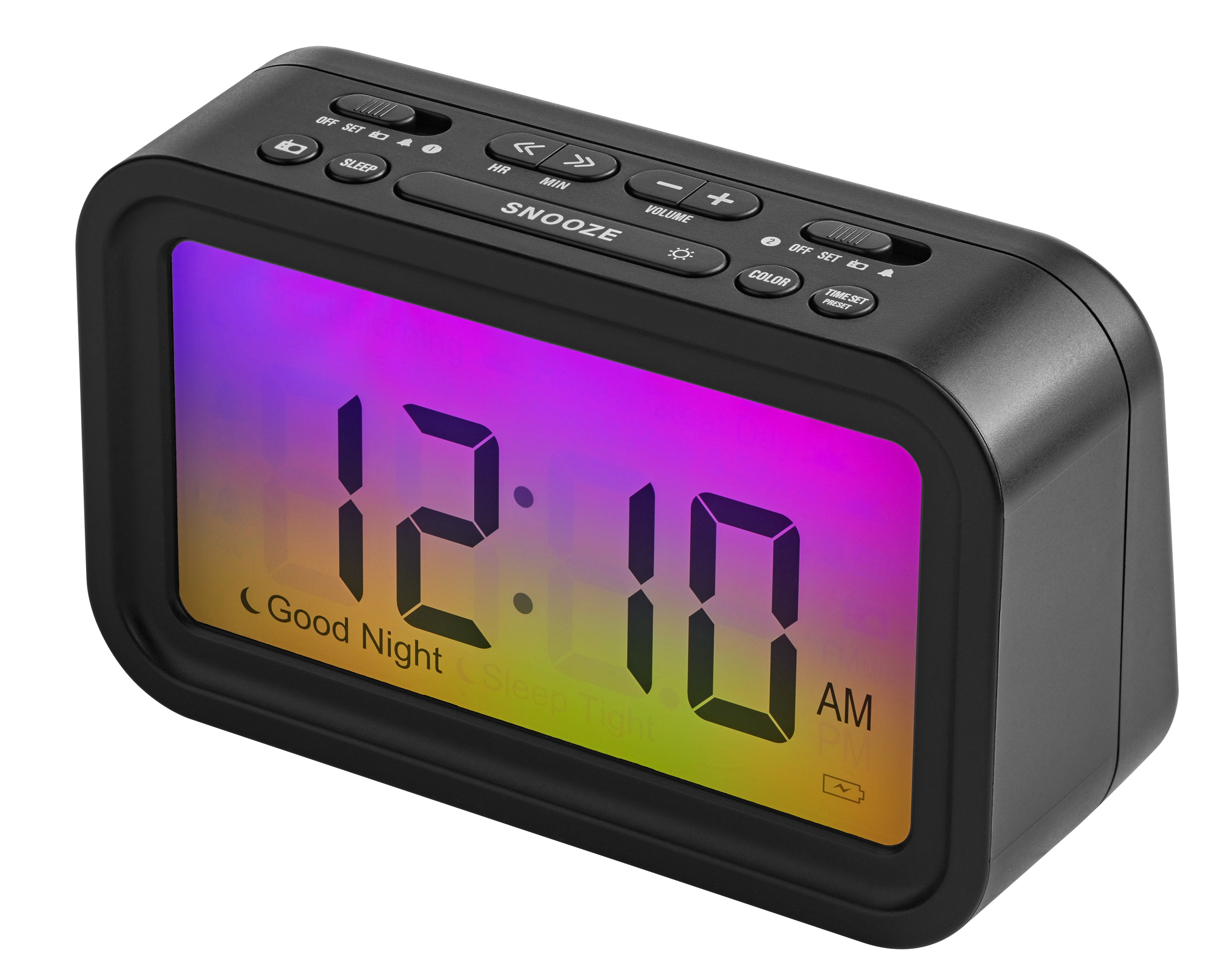 onn. Digital Alarm Clock Ombre Changing Display Walmart.com
