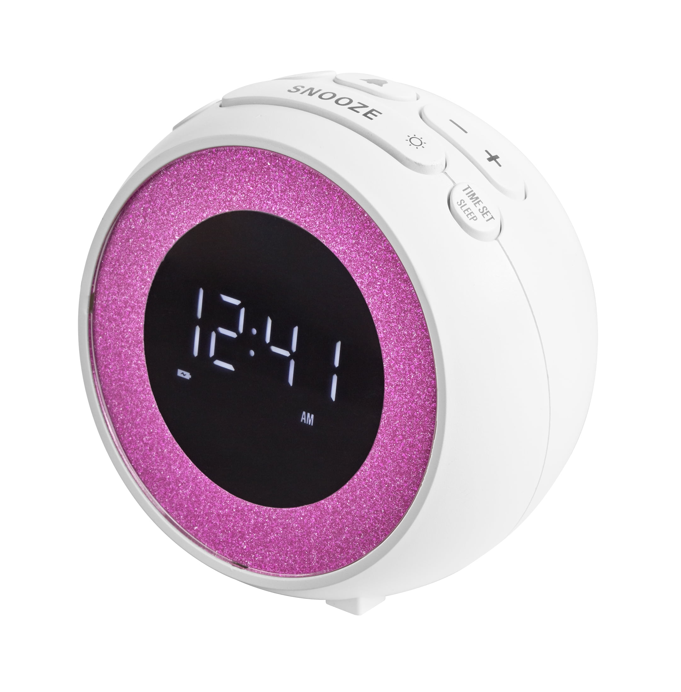 Onn. Digital Alarm Clock with Radio, White