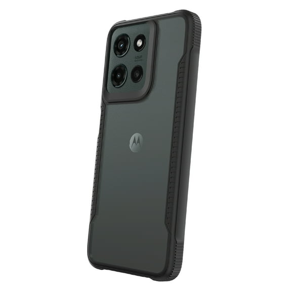 onn Dual-Layer Phone Case for Motorola moto g (2025) - Black/Clear