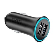 onn 24W Dual USB-A Port Car Charger with Compact Design for Cigarette Lighter Adapter
