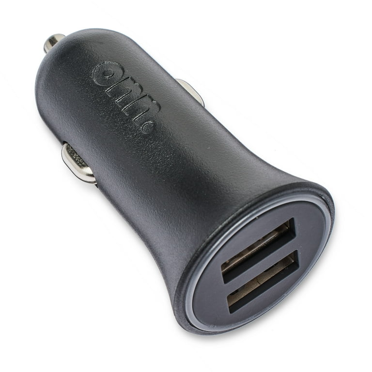 onn. Dual-Port Car Charger, Black,LED power indicator, cell phone charger,  charge an additional device at the same time,universal device. Friendly