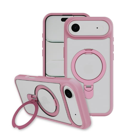 onn MagSafe Compatible Phone Case with Kickstand for iPhone Air - Pink/Frosted Clear