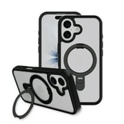 onn MagSafe Compatible Phone Case with Kickstand for iPhone 17 - Black/Frosted Clear