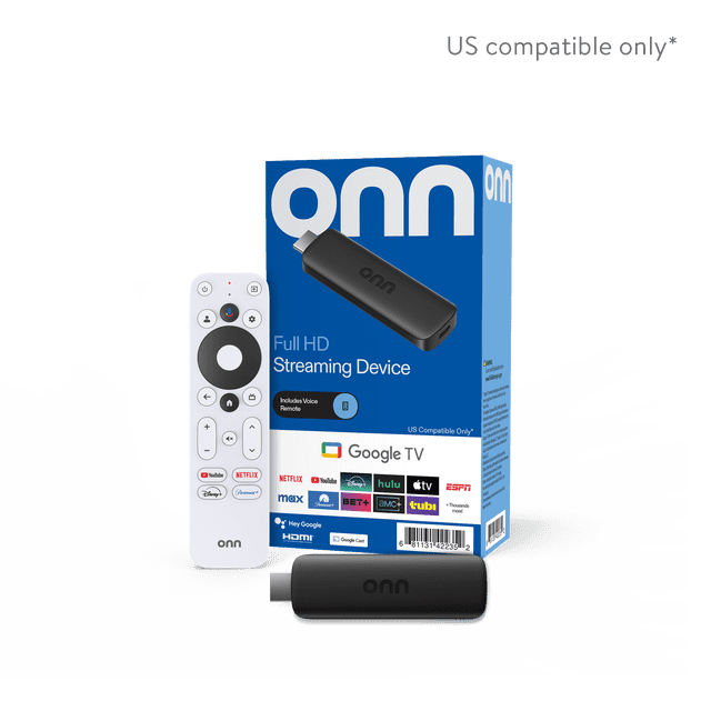 onn Full HD Streaming Device, Google TV - Fast Streaming, 8GB Storage, 1.5GB RAM, Remote with Voice Control