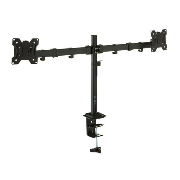 onn Full Motion Dual Monitor Desk Mount, Fits 2 Screens up to 32 Inches - Rotate, Tilt & Swivel, VESA