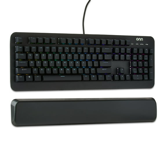 onn Gaming Mechanical Keyboard with Blue Switches and 16.8M LED Lighting, 104 Keys