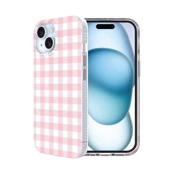 onn Phone Case for iPhone 17e / 16e / 15 / 14 / 13, MagSafe Compatible - Pink Gingham