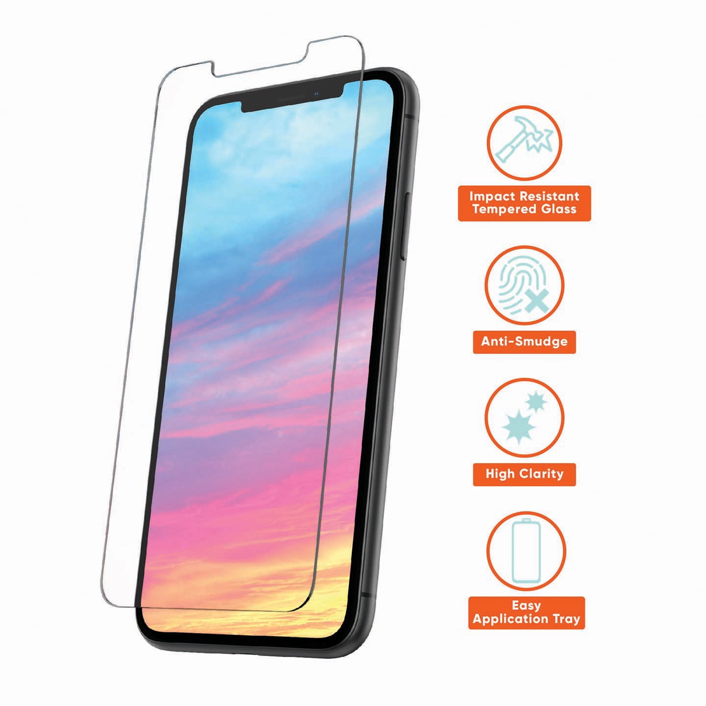 onn. Glass Screen Protector with ImpactGuard Technology for iPhone 11,  iPhone XR 