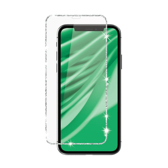 onn Glitter Frame Glass Screen Protector with Easy Application Tray for iPhone 11 / iPhone XR