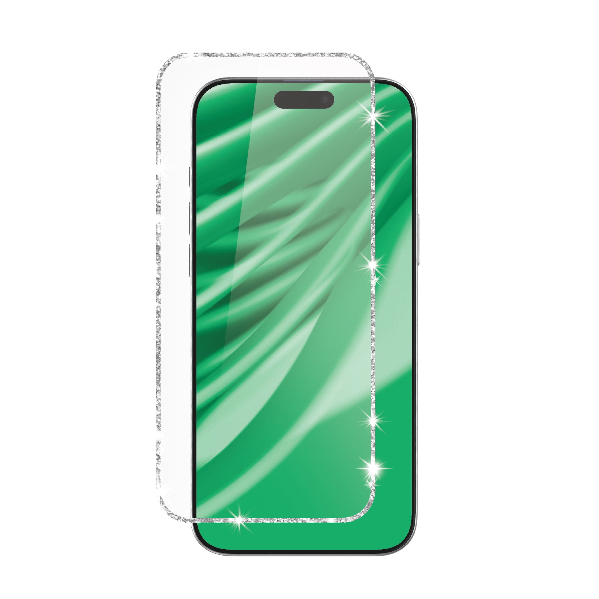 onn Glitter Frame Glass Screen Protector with Easy Application Tray for iPhone 17 Pro