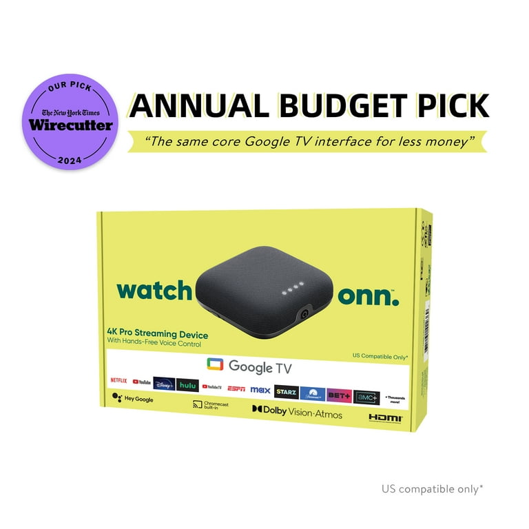 onn. Google TV 4K Pro Streaming Device (New, 2024), 4K UHD