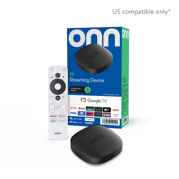 onn 4K Streaming Device, Google TV - Fast Streaming, Ultra HD, 8GB Storage, 2GB RAM, Remote with Voice Control