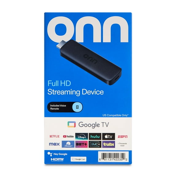onn Full HD Streaming Device, Google TV - Fast Streaming, 8GB Storage, 1.5GB RAM, Remote with Voice Control