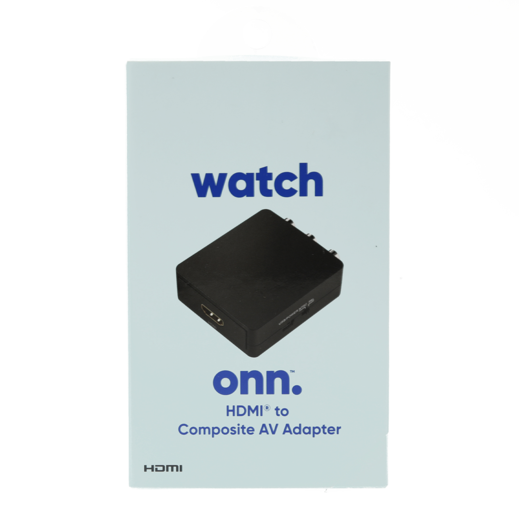 onn. HDMI to Composite AV Adapter, 2.6' Mini-USB Cable, 4.1" USB Wall Adapter, Black, 100008628 - image 1 of 7