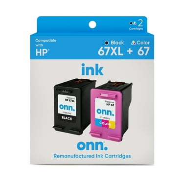 Remanufactured onn HP67XL Black 67 Tricolor 2-pack Printer Ink