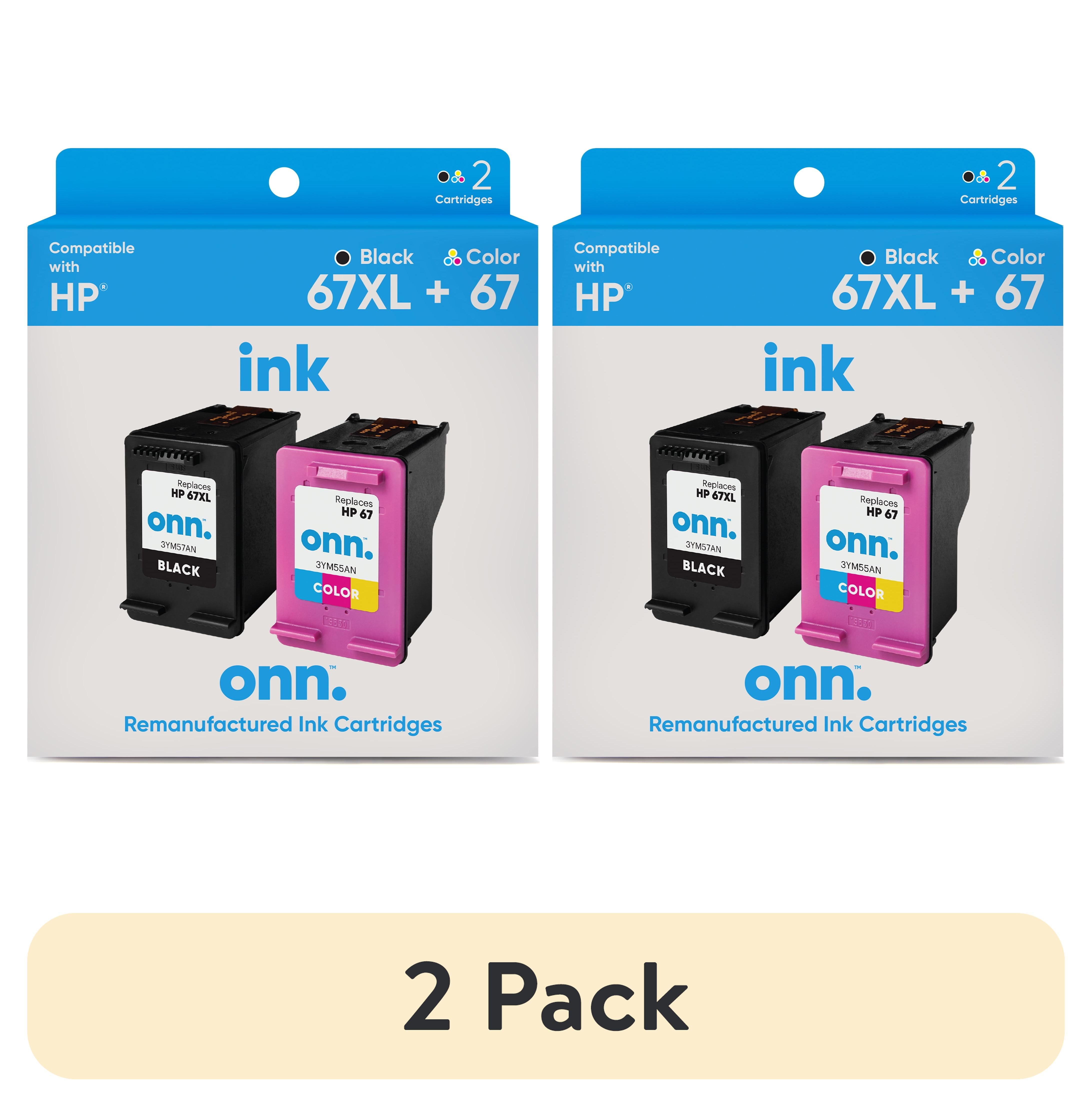 ONN HP67XL Black and Tricolor Remanufactured Ink Cartridge 2-Pack